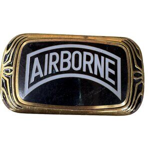 Vintage 1983 Solid Brass Army Airborne Paratrooper Belt Buckle NAP Inc Military